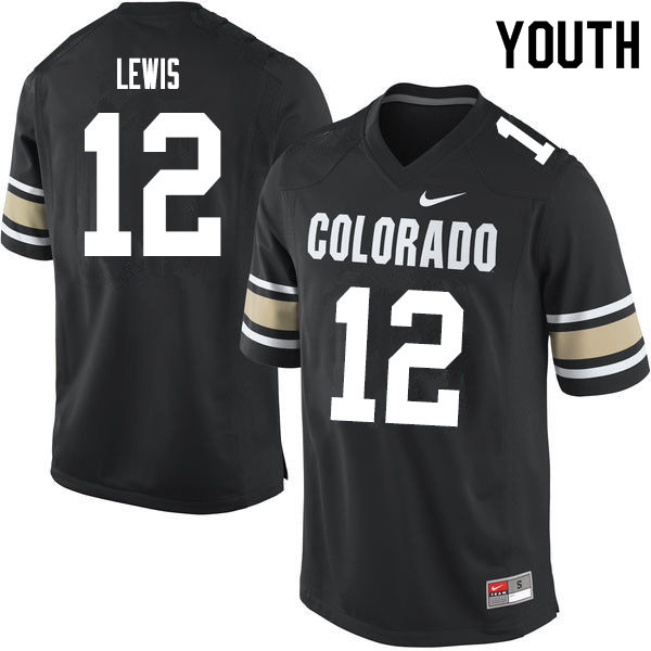 Youth #12 Brendon Lewis Colorado Buffaloes College Football Jerseys Sale-Home Black